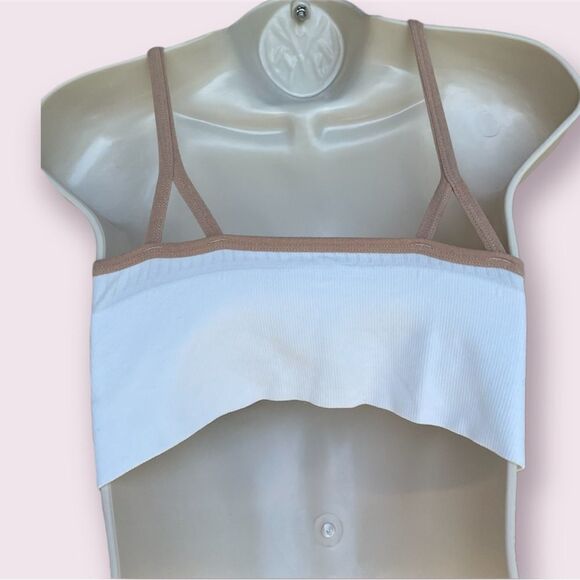 White and Brown Zip Up Crop Top - Picture 2 of 3